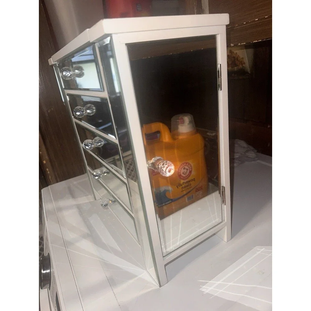 Hollywood Regency Mirrored Tabletop Jewelry Box & Vanity Armoire
